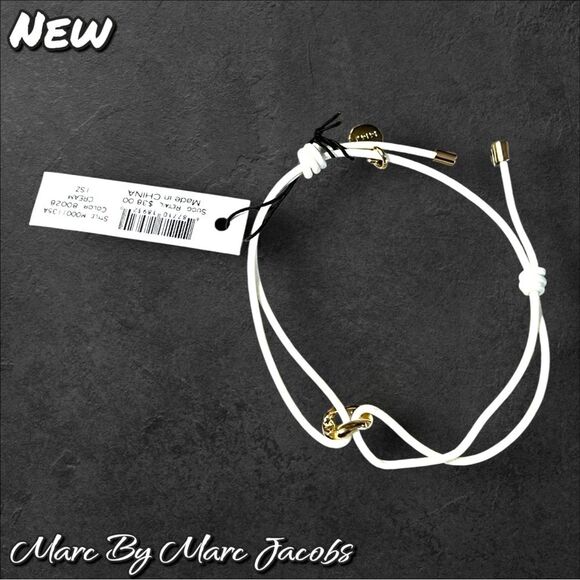 New NWT Marc by Marc Jacobs White Cord Knot Bracelet – Gold Ring Accent - Picture 6 of 7